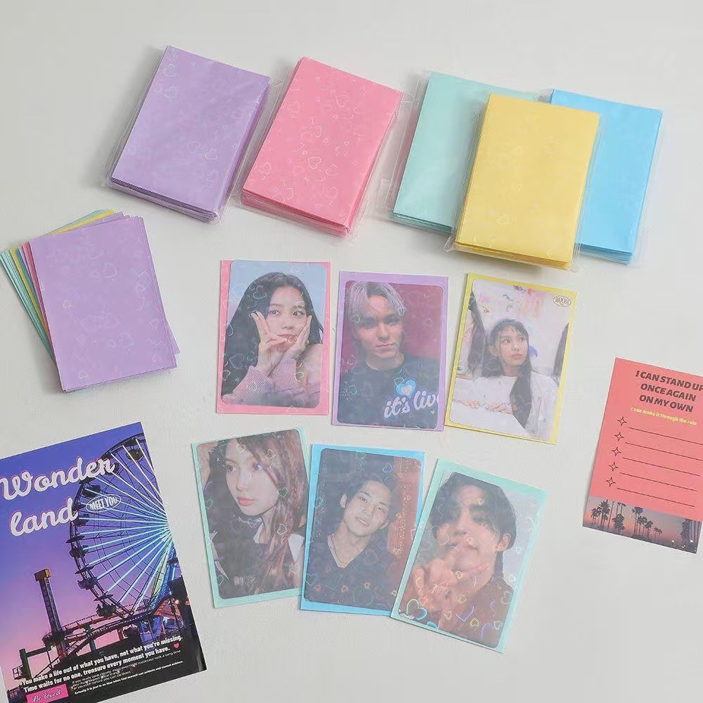 Card Penny Sleeve - 50pcs 레이저 하트 카드 61x91mm 컬렉션을위한